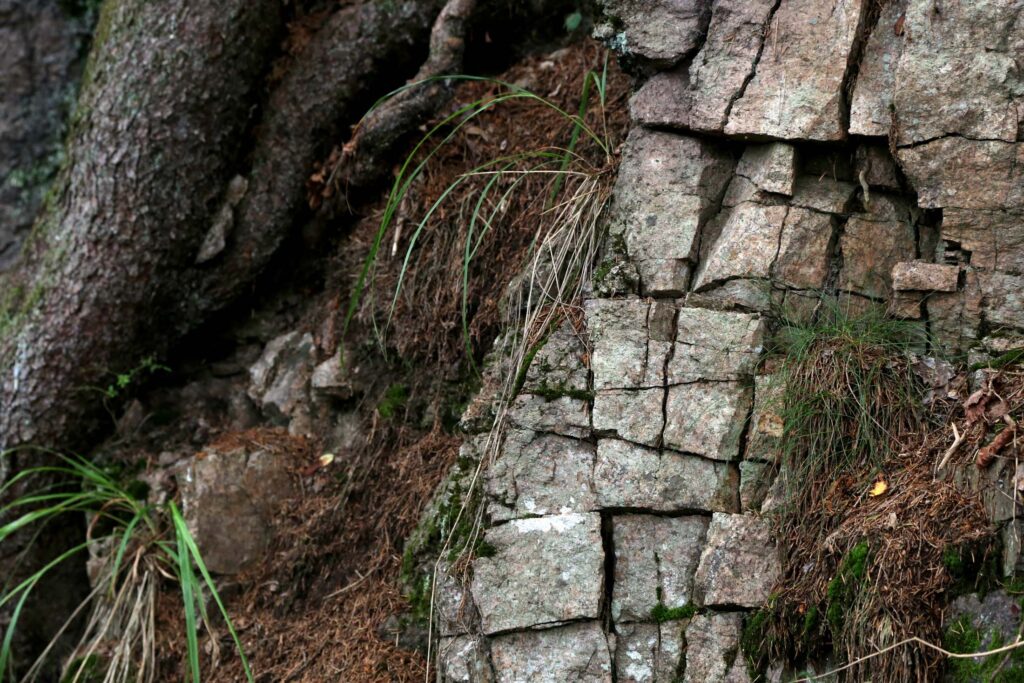 Detalj fra fjellveggene i området ved Hansakollen.
