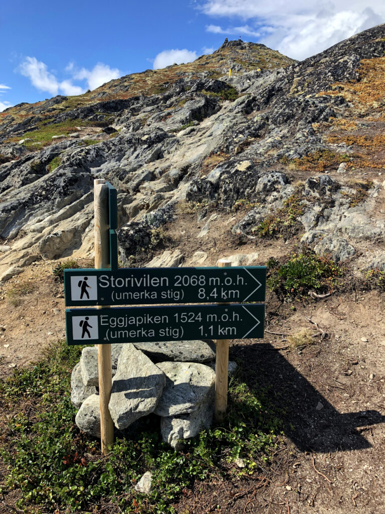 Fin merking, videre over Eggjapiken mot Storivilen.