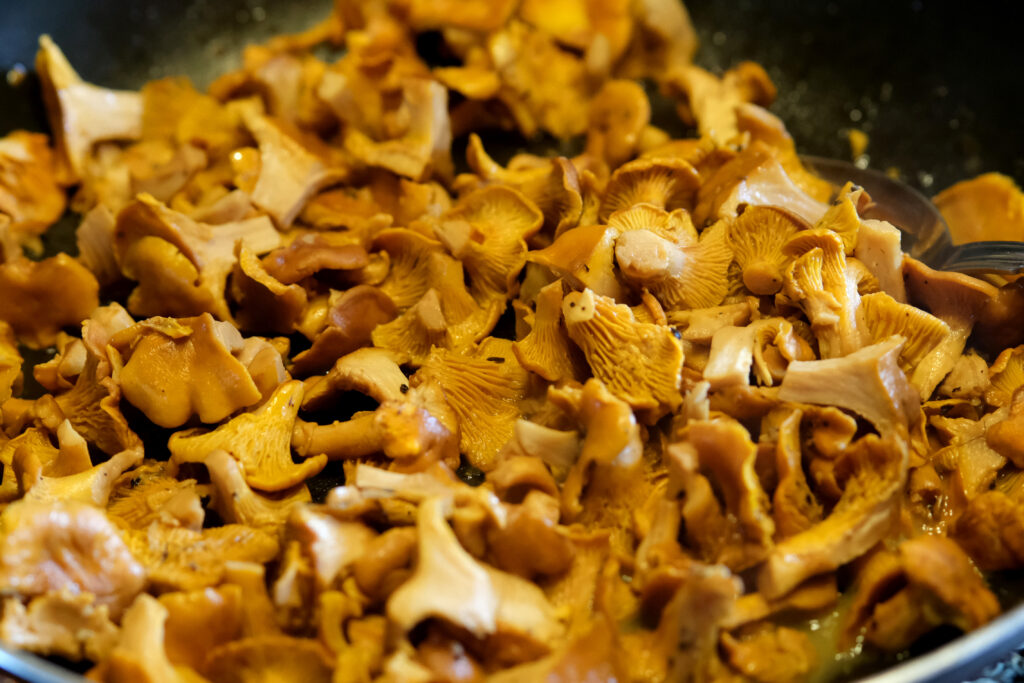 Dette er kantarell i stekepanna